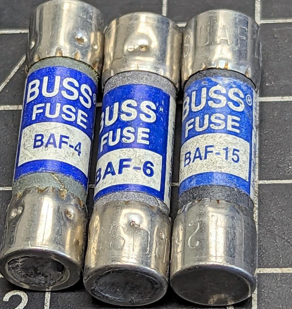 (1) BAF 4, (1) BAF6, (1) BAF 15 BUSS FUSE NEW [OF39]