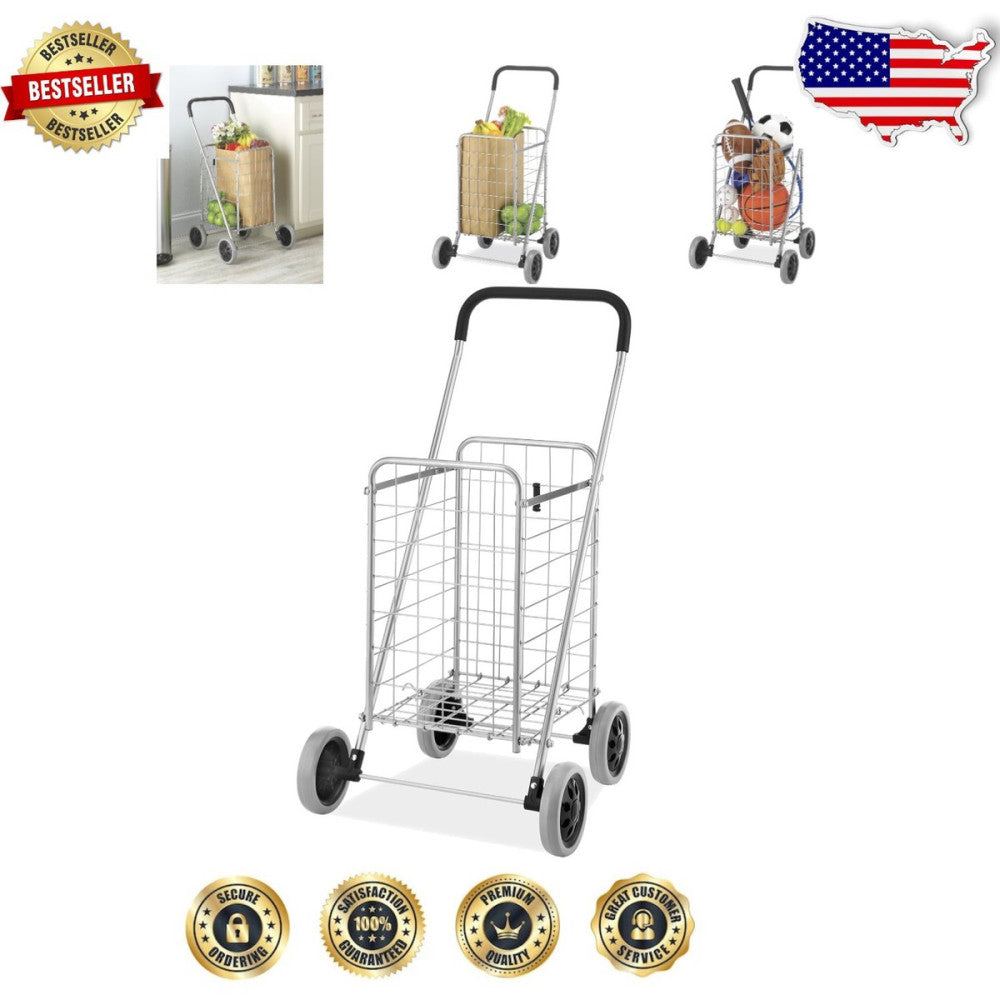 Foldable Utility Cart with Foam Handle for Comfort - Ideal for Groceries & More