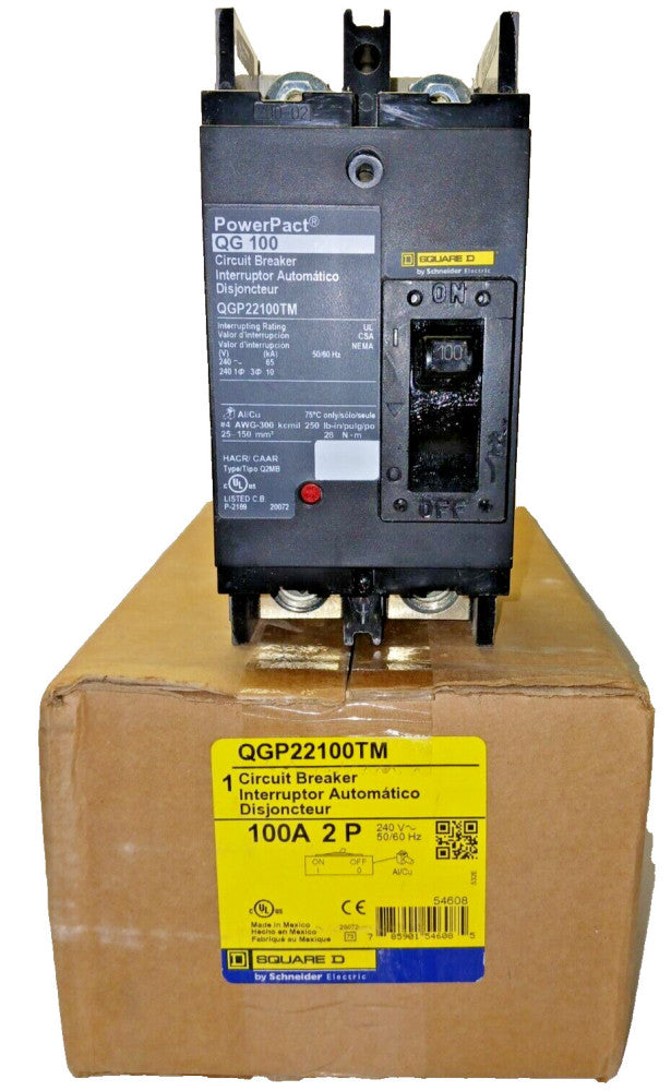 NEW SQUARE D POWERPACT 100 AMP CIRCUIT BREAKER 2 POLE 240 VAC  QGP22100TM