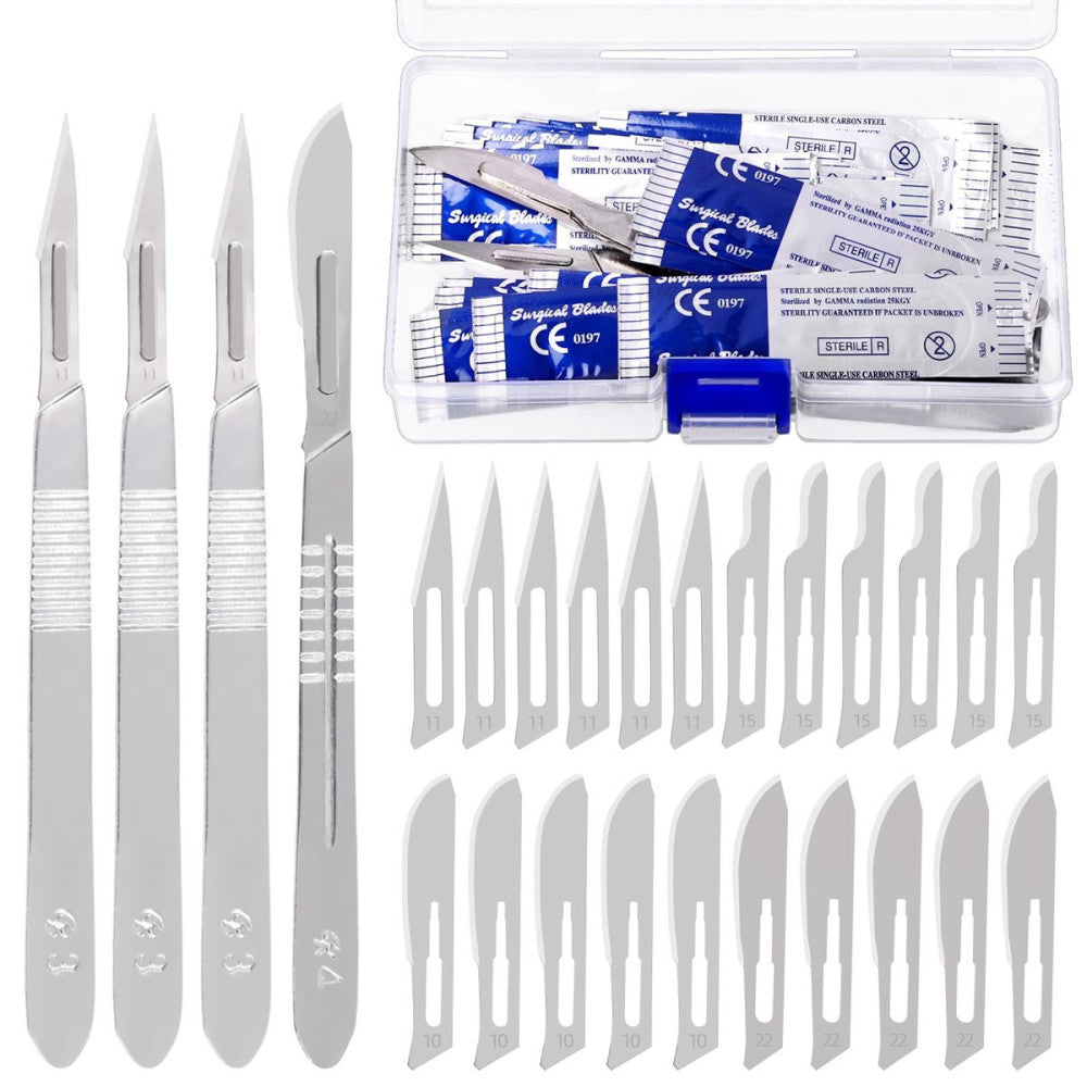44Pcs 2 Style Scalpel Blades Handle with #10#11#15#22 Surgical Sterile Blades...