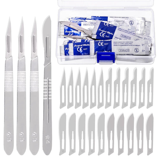 44Pcs 2 Style Scalpel Blades Handle with #10#11#15#22 Surgical Sterile Blades...