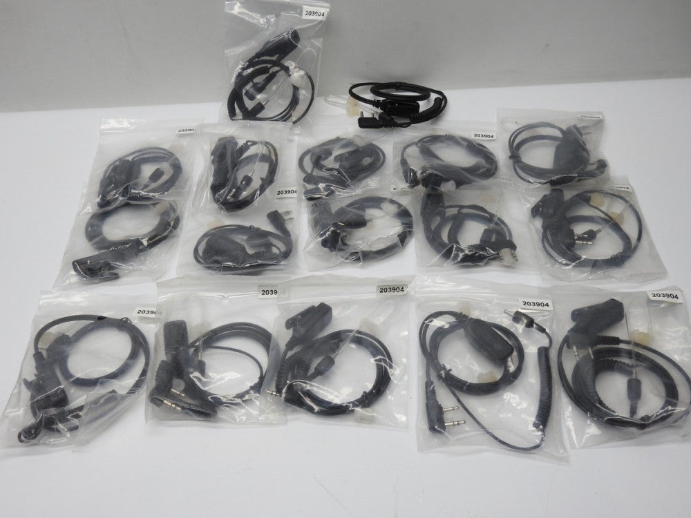 (18) 203904 Headset Surveillance w/ PTT Connector Style K1 Kenwood Two-Wire PTT