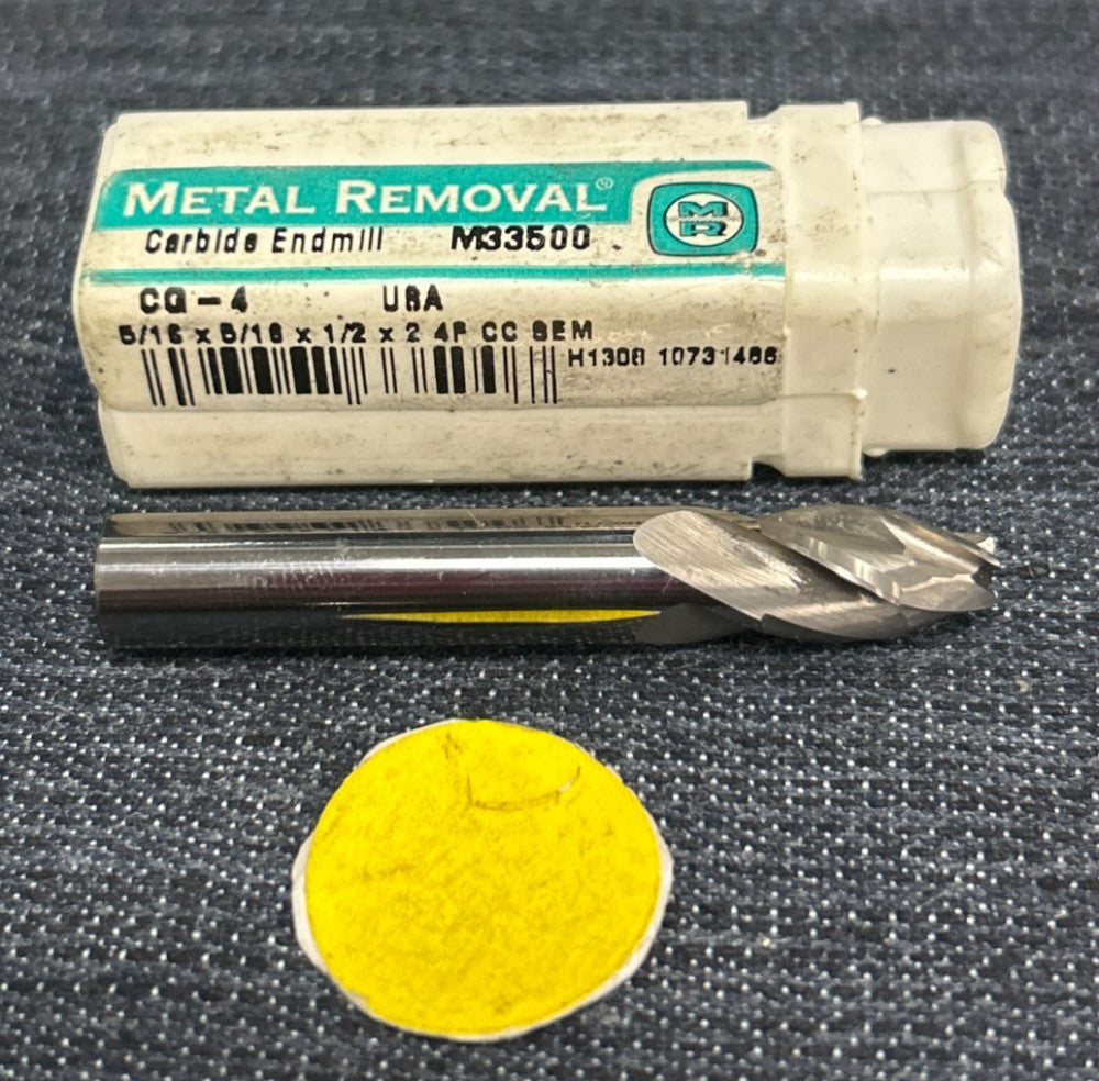 METAL REMOVAL 4 FLUTE  CARBIDE ENDMILL M33500   5/16 X 5/16 X 1/2 X 2