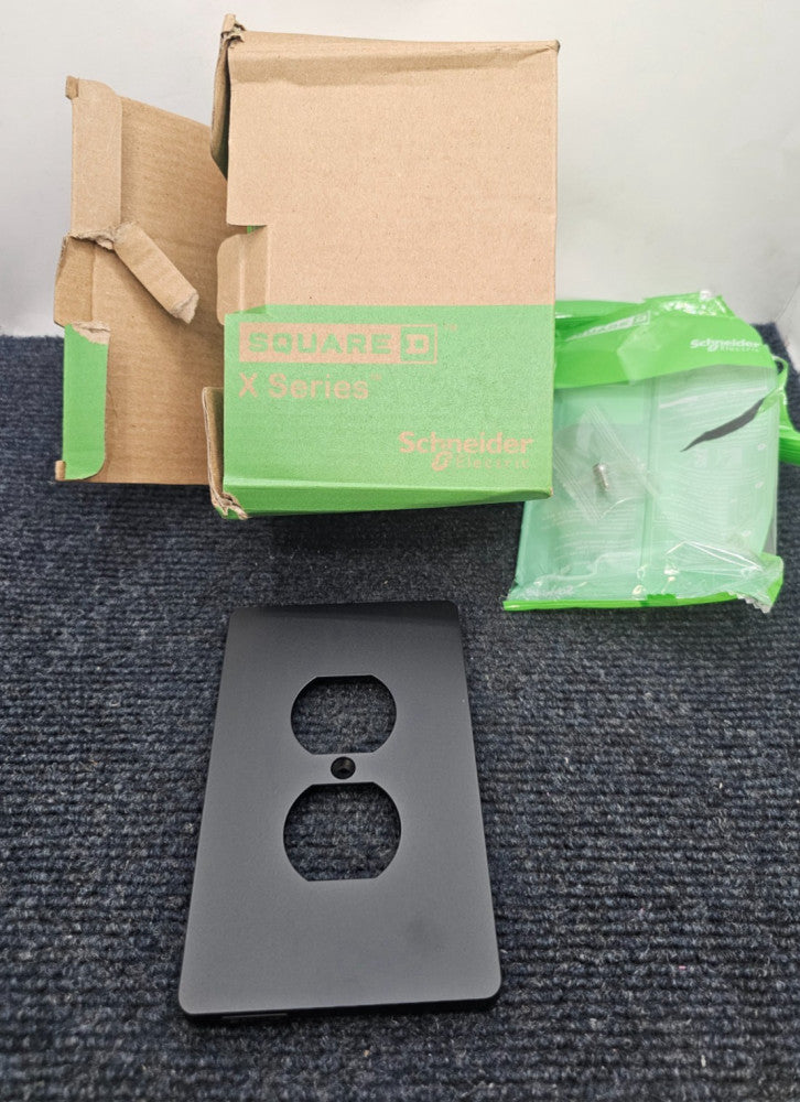 (QTY 10) Square D SQWS422011BK: X-Series 1-Gang Duplex Outlet Wall Plate - Black