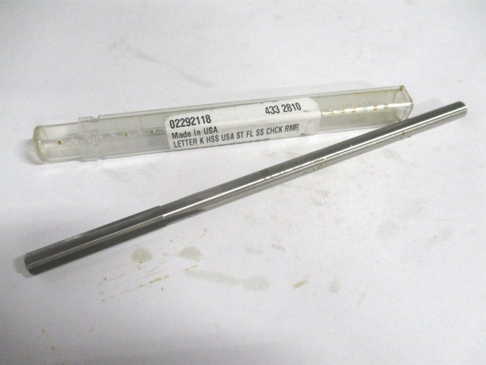 (433-0.2810) Letter K 1-1/2" x 6" OAL Straight Flute HSS 6-Flute Chucking Reamer