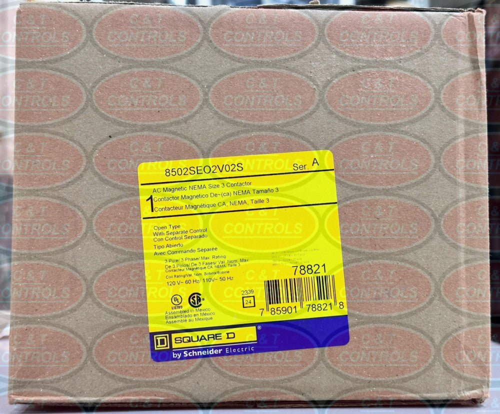 Square D 8502SEO2V02S Size 3 120VAC Contactor New In Box USA Stock