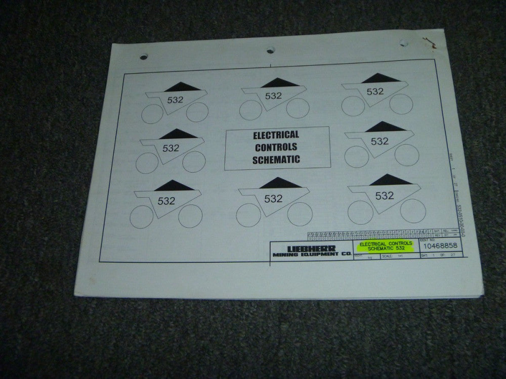 Liebherr Model 532 Off-Highway Dump Truck Electrical Wiring Schematics Manual