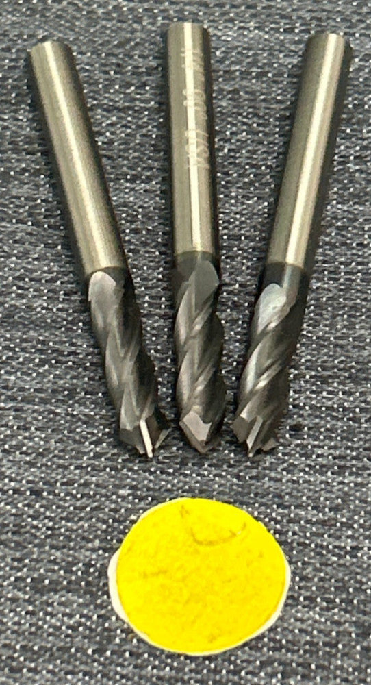 4 FLUTE CARBIDE END MILL  1/4" X 90°   LOT OF 3