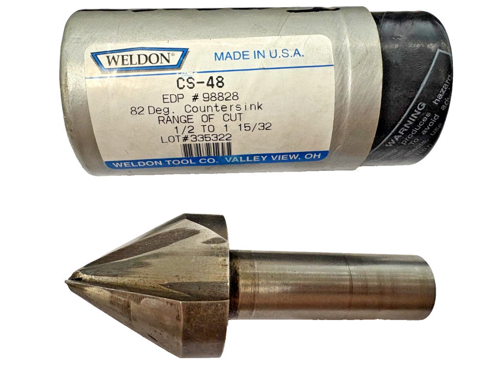 WELDON DEBURRING COUNTERSINK TOOL, CS-48, 98828, 82 DEG, OAL 4"