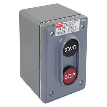 Dayton 20C801 Push Button Control Station,1No/1Nc,22Mm