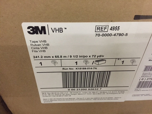 3M 4955 VHB™ Tape 9 1/2 in x 72 yd - 70-0000-4790-5