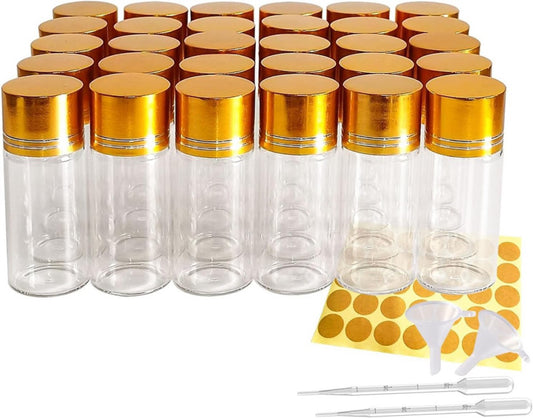 30 Pack Clear Empty Glass Jars with Screw Aluminum Caps, 5/10/15ml Mini... 