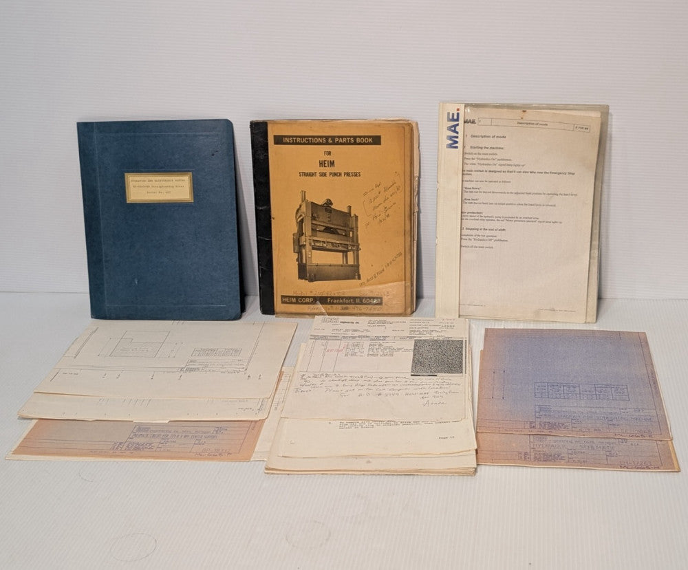 Asstd Heim, Hess, Mae Industrial Side Punch and Straightening Press Ref. Manuals