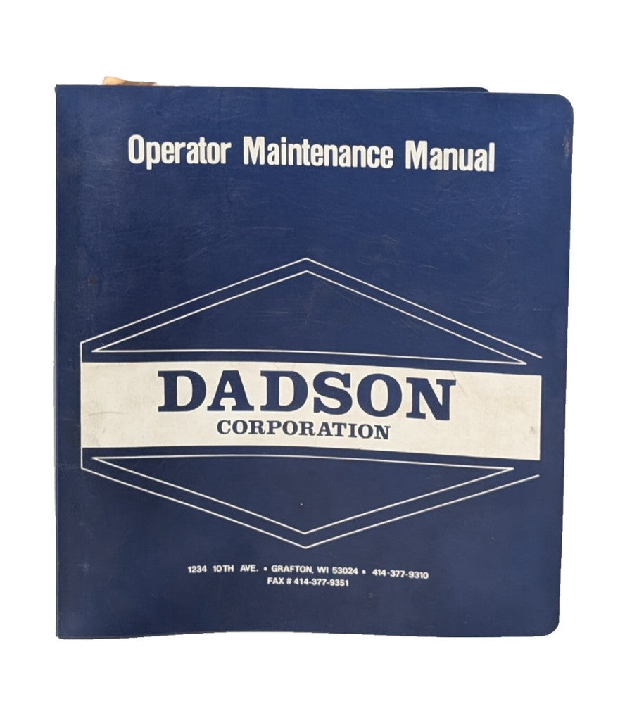 Dadson Corporation Machine Operator Maintenance Manual, Giddings, Heller, More
