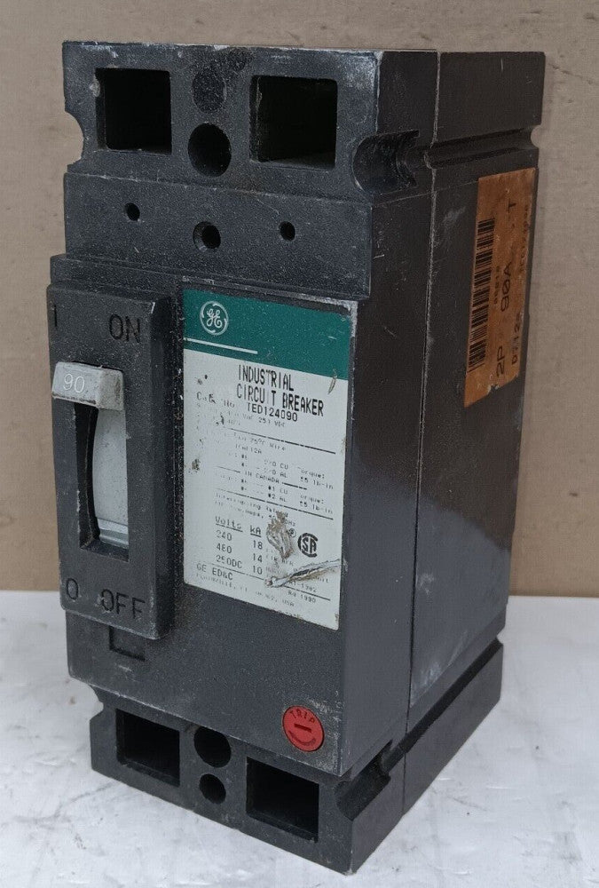 GE 90 AMP CIRCUIT BREAKER 2 POLE 480 VAC TED124090