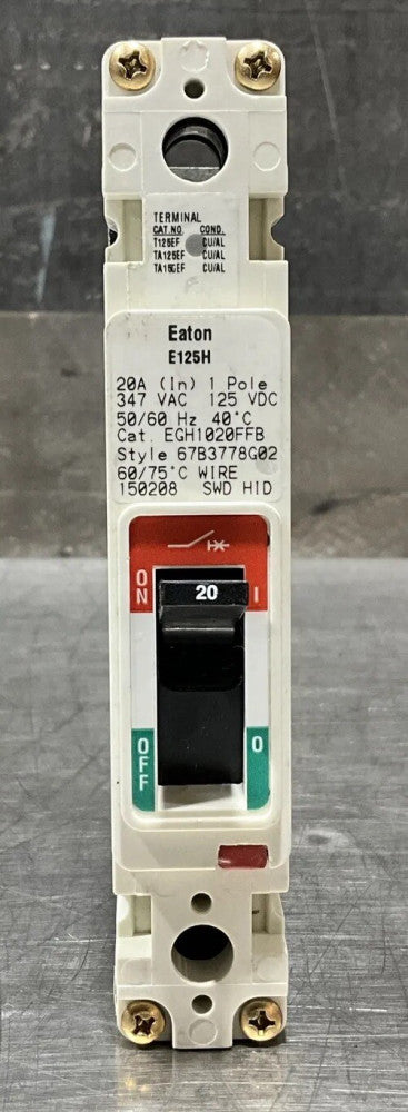 EATON/Cutler Hammer EGH EGH1020FFB 1Pole 20Amp 277V Bolt-On Nos Surplus