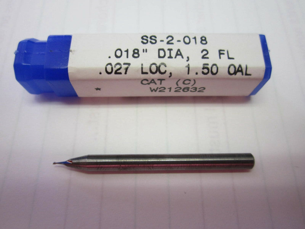 Robb Jack SS-2-018 .018 x 1/8 x 0.27 x 1-1/2" Square End Carbide 2-Flute Endmill