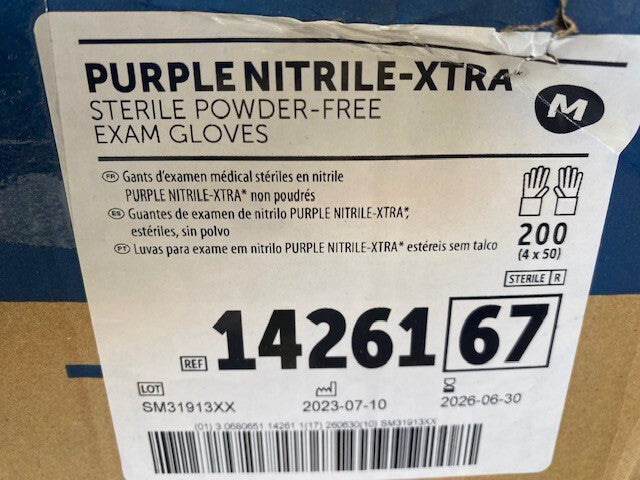 (CASE OF 200) Purple Nitrile-Xtra Nitrile Exam Glove Extended Cuff Length MEDIUM