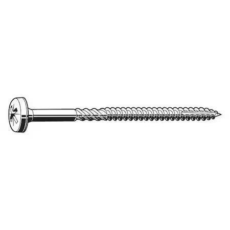 Zoro Select U30025.019.0100 Wood Screw, #10, 1 In, Zinc Plated Steel Pan Head
