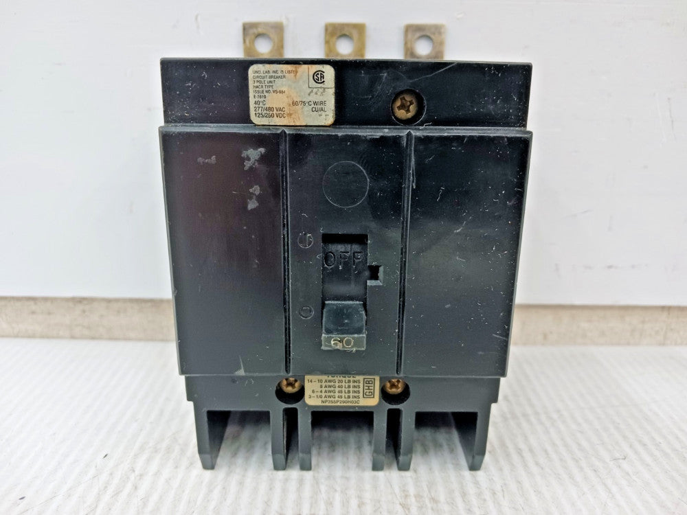 Westinghouse 60 Amp Bolt-On Circuit Breaker 3 Pole 277/480 VAC 65kA GHB3060