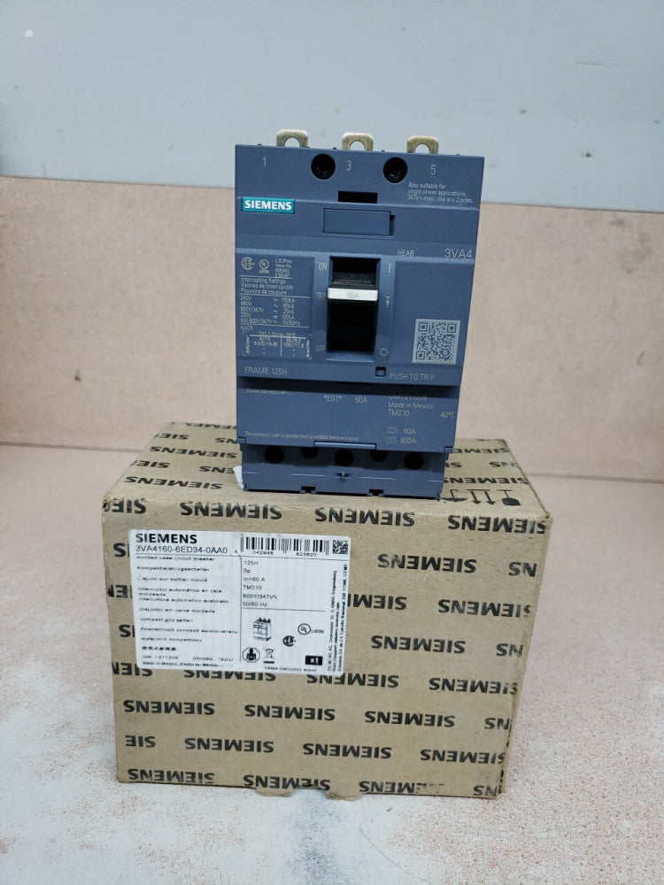 New Old Stock! Siemens 3VA4160-6ED34-0AA0 3P 60A Circuit Breaker