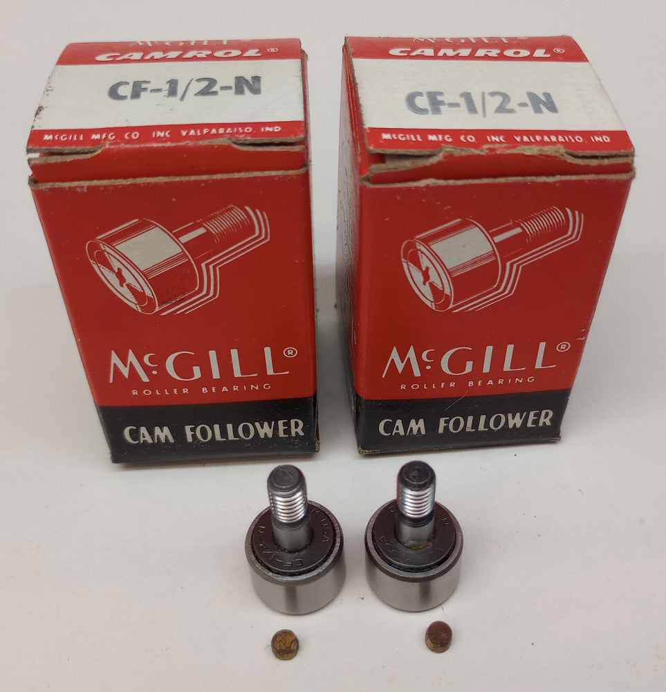 McGill CF-1/2-N Cam Follower 1/2" Roller OD 0.3438 in Roller Width (Pack of 2)