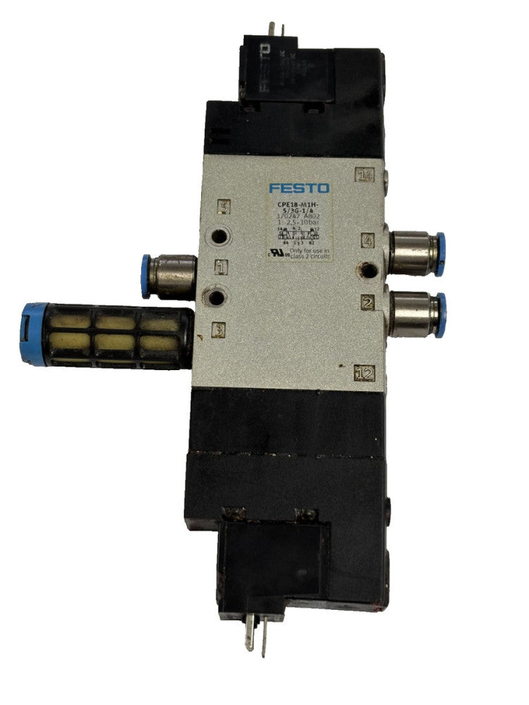 FESTO AIR SOLENOID VALVE CPE18-M1H-5/3GL-1/4 BAR 10, FESTO COIL MSEB-3-24V DC