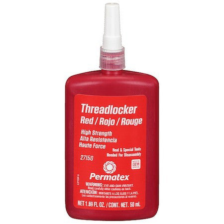 Permatex 27150 Threadlocker, Permatex, Red, High Strength, Liquid, 50 Ml Bottle