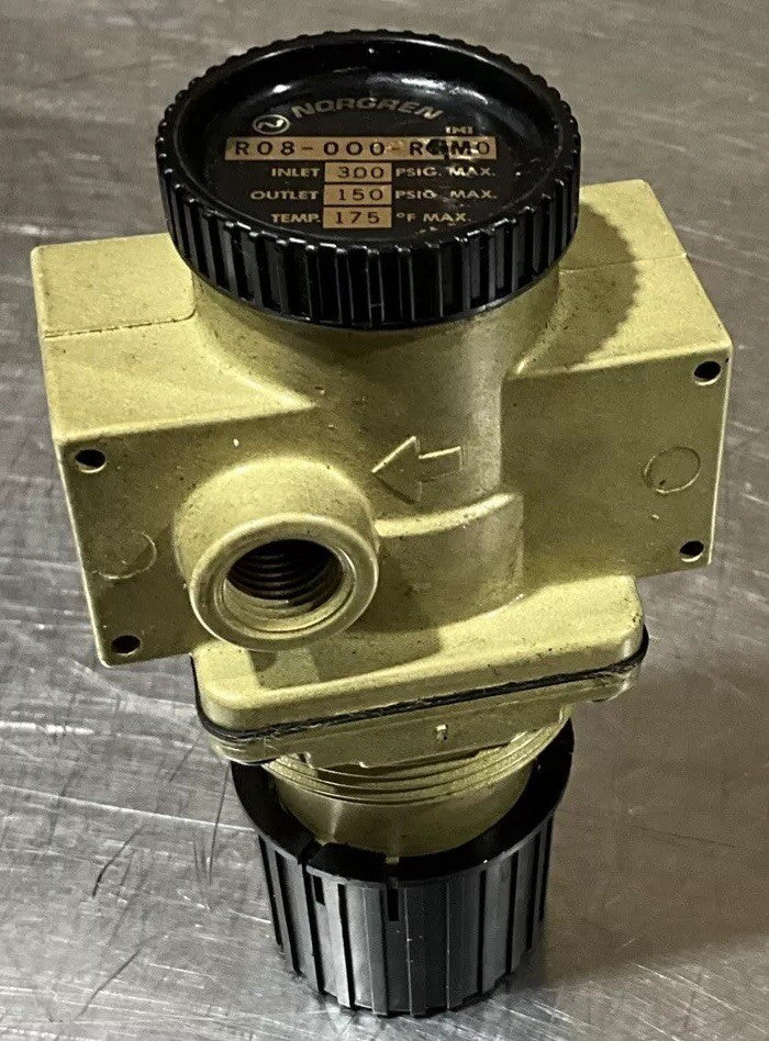 Norgren Compressed Air Regulator R08000RNM0 IN 300psigMAX, OUT 150psigMAX, 175°F