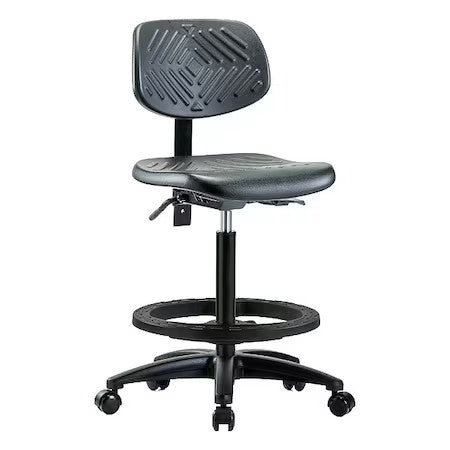 Zoro Select Br-Phbch-Rg-T0-A0-Bf-Rc-Blk High Bench Chair Ergonomic Chair, No