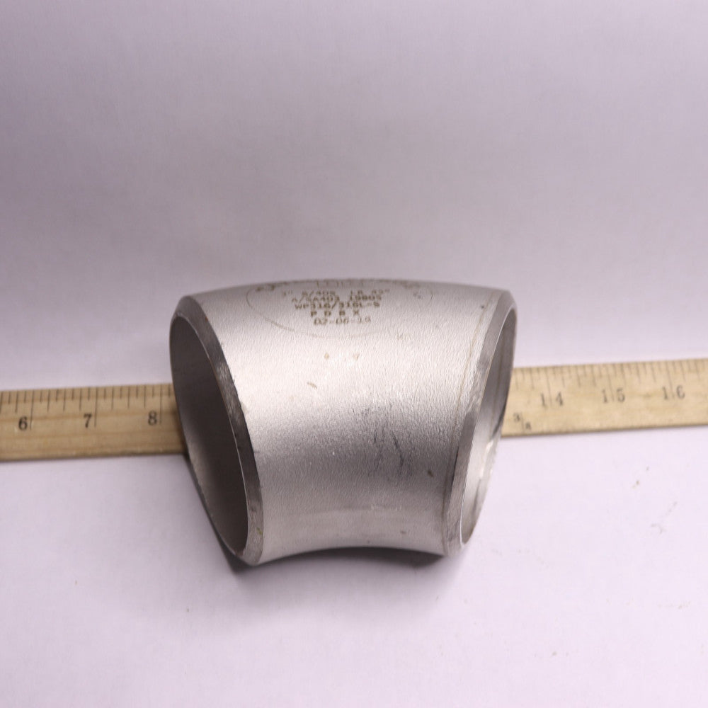 Taylor Forge Butt Weld Long Radius 45-Deg Elbow Sch 40 316 Stainless Steel 3" 