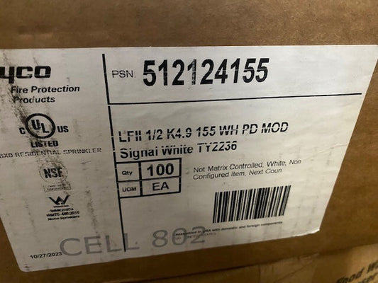 (CASE OF 100) TYCO 512124155 - 1/2 LFII WHITE PENDANT