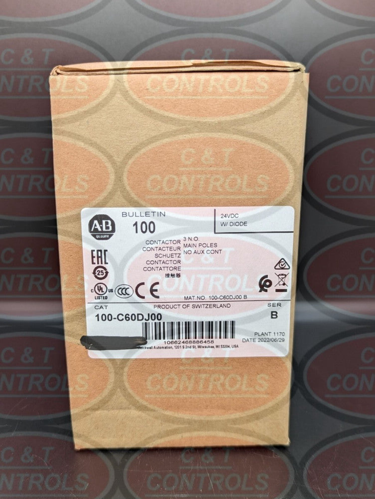 Allen Bradley 100-C60DJ00 60A 3P 24VDC Contactor New In Box USA