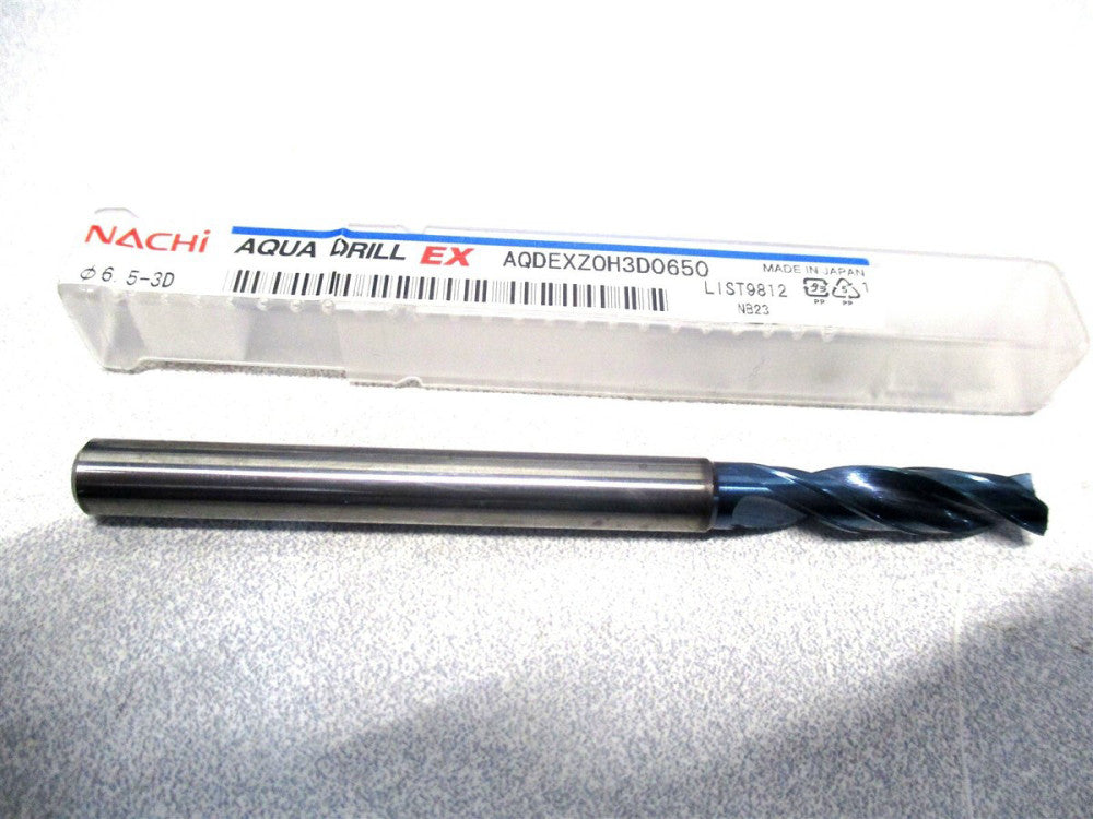 Nachi (0719120) 6.50mm x 88mm OAL 2-Flute RH Carbide Aqua Ex Flat Bottom Drill