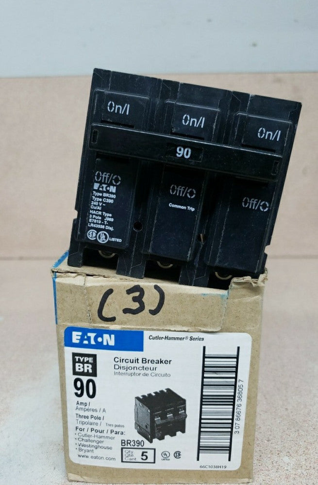NEW Eaton Cutler-Hammer BR390 Circuit Breaker 90 Amp 3 Pole BR