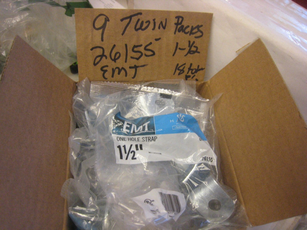 Box of 9  twins  Halex 26155 1-1/2" EMT One-Hole Strap Total of 18 straps