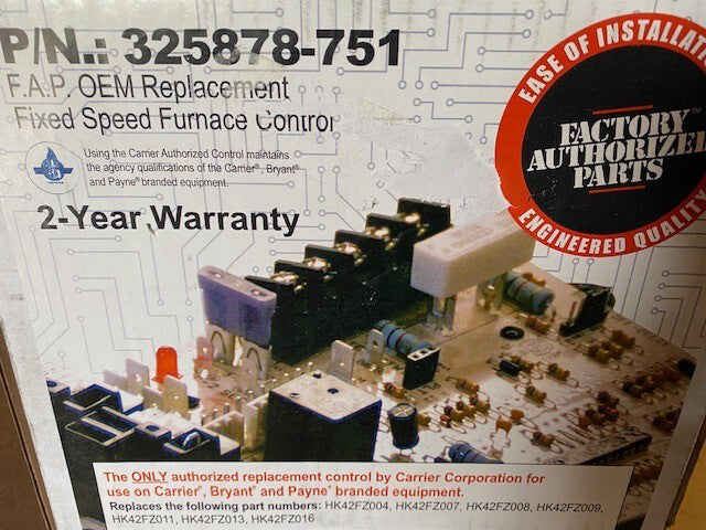 325878-751 F.A.P. OEM Replacement Fixed Speed Furnace Control Replacement (NEW)