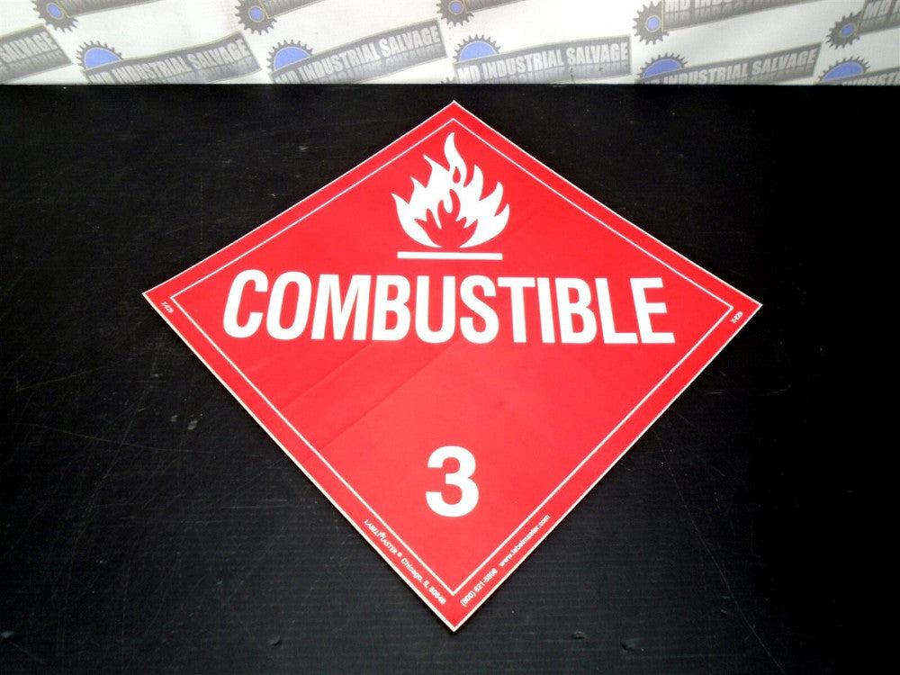 NEW LabelMaster - COMBUSTIBLE 3 - MPN: Z-EZ9 - Sticker 10-3/4" x 10-3/4" - (NEW)