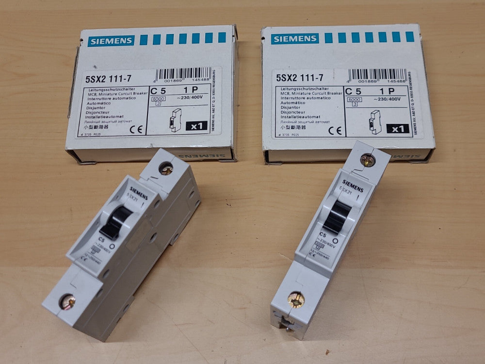 Lot Of 2 Siemens 5SX2 111-7 Miniature Circuit Breakers