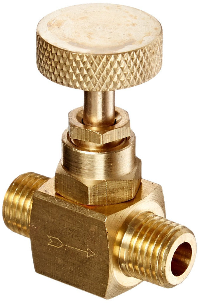 NV-B-1/4-MXM Brass Needle Valve, 1/4" Male NPT X 1/4" Male NPT