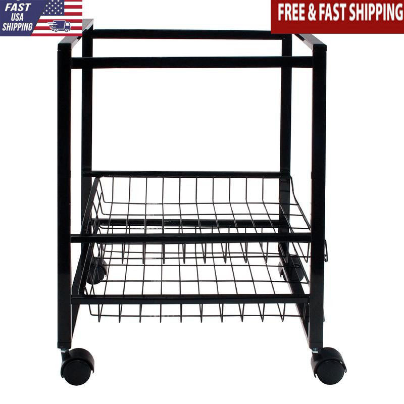 2 Drawer Rolling File Cart Steel Storage Organizer Mobile Holder 40lbs Capacity
