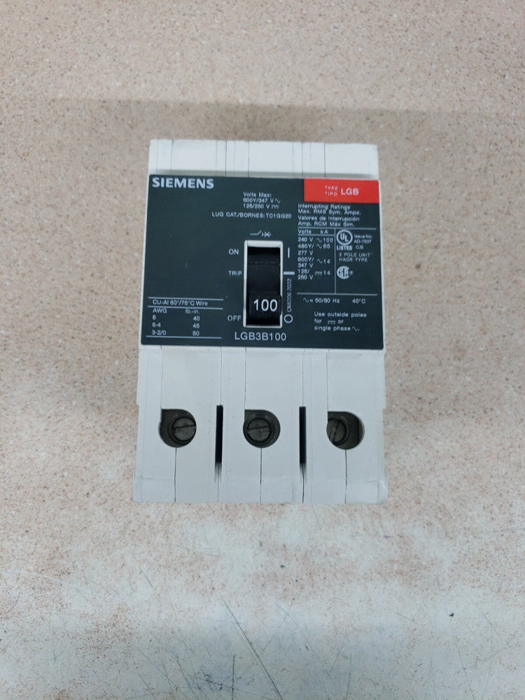 New Take Out! Siemens LGB3B100 3 Pole 100 Amps