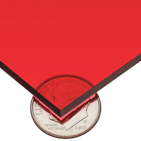 Zoro Select Ps-Cact-66 Red Cast Acrylic Sheet Stock 12" L X 12" W X 1/4" Thick