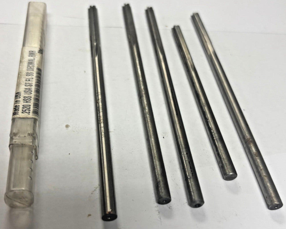 STRAIGHT CYLINDRICAL SHANK REAMER LOT OF 5 433-2520 DIAMETER .252" HSS
