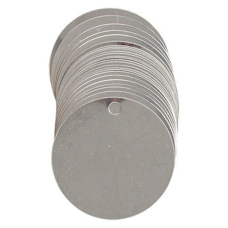Brady 44400 Blank Tag, Stainless Steel, 1 1/2 In H X 1 1/2 In W, 1 1/2 In Dia.,