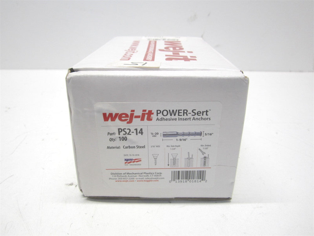 Wej-it (PS2-14) 5/16" x 1-5/8" x 1-9/16" Steel Drop-In Concrete Anchor - Qty 40