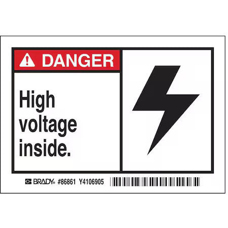 Brady 86861 Machine/Equipment Label,3 1/2 In. H,Pk5
