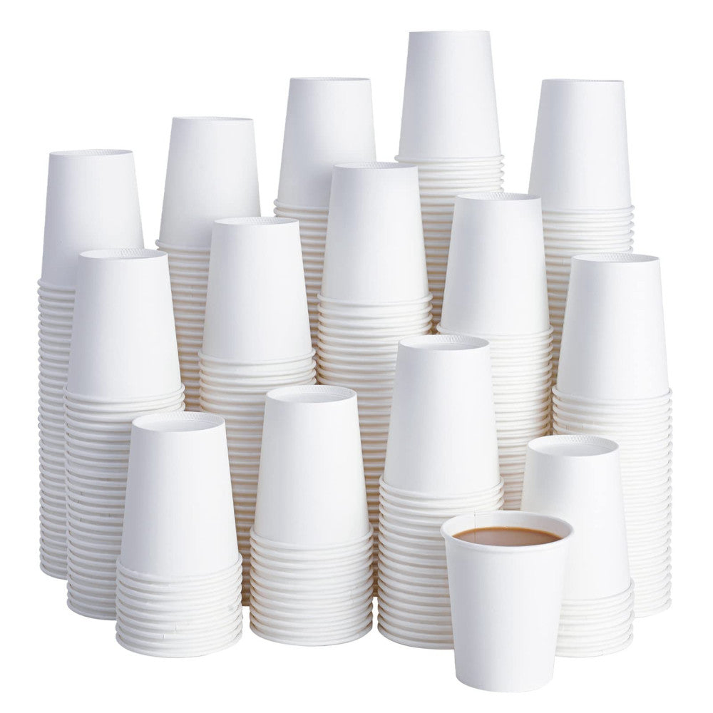 400 Pack 8 oz Disposable Paper Coffee Cup, Hot/Cold Beverage Drinking Cups fo...