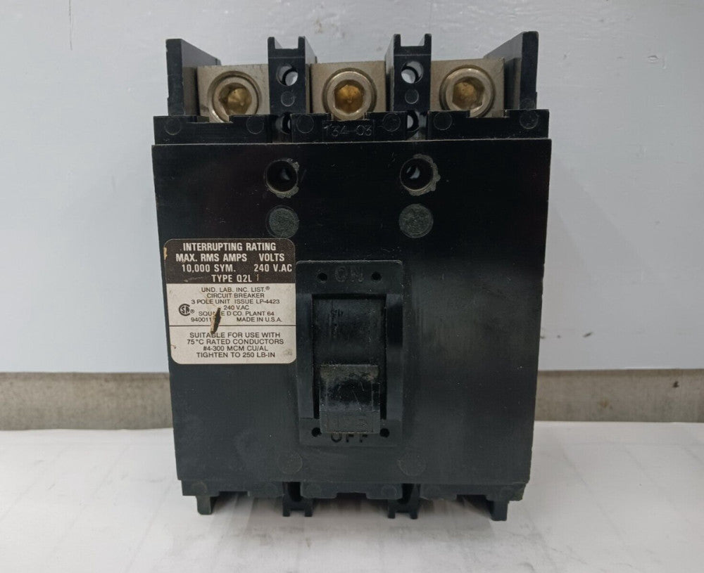 SQUARE D 175 AMP CIRCUIT BREAKER 3 POLE 240 VAC Q2L3175