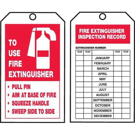 Accuform Tar732 Tag, Fire Extinguisher, Cardstock, 6 1/4 In H X 3 In W, White,